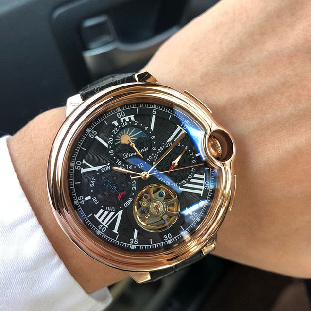 Tourbillon Mens Watch Top Brand Luxury Belt Watch Men
