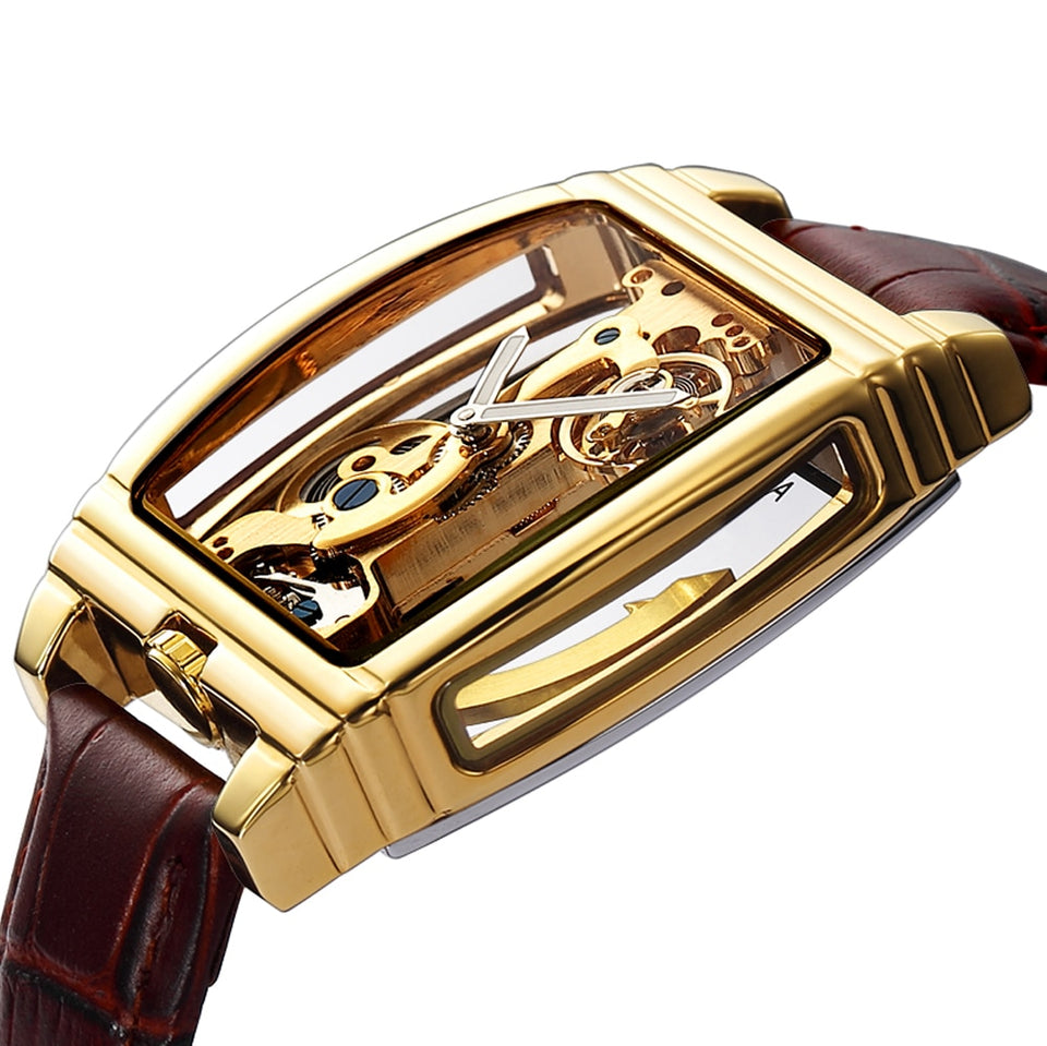 Transparent Automatic Mechanical Watch Men Steampunk Skeleton Luxury