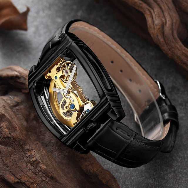 Transparent Automatic Mechanical Watch Men Steampunk Skeleton Luxury