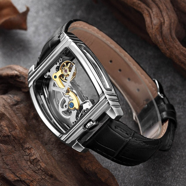 Transparent Automatic Mechanical Watch Men Steampunk Skeleton Luxury