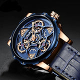 Blue Leather Quartz Watches Men