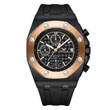quartz watch men luxuri steel metal wristwatch Multifunction chronograph waterproof casual black