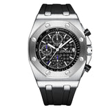 quartz watch men luxuri steel metal wristwatch Multifunction chronograph waterproof casual black