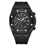 quartz watch men luxuri steel metal wristwatch Multifunction chronograph waterproof casual black