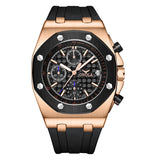 quartz watch men luxuri steel metal wristwatch Multifunction chronograph waterproof casual black
