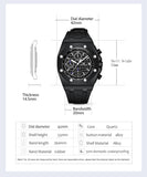 quartz watch men luxuri steel metal wristwatch Multifunction chronograph waterproof casual black