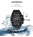 quartz watch men luxuri steel metal wristwatch Multifunction chronograph waterproof casual black
