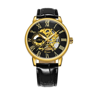 Golden Automatic Watch Men Steel Strap Skeleton Mechanical Skull Watches