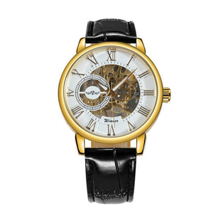 Golden Automatic Watch Men Steel Strap Skeleton Mechanical Skull Watches