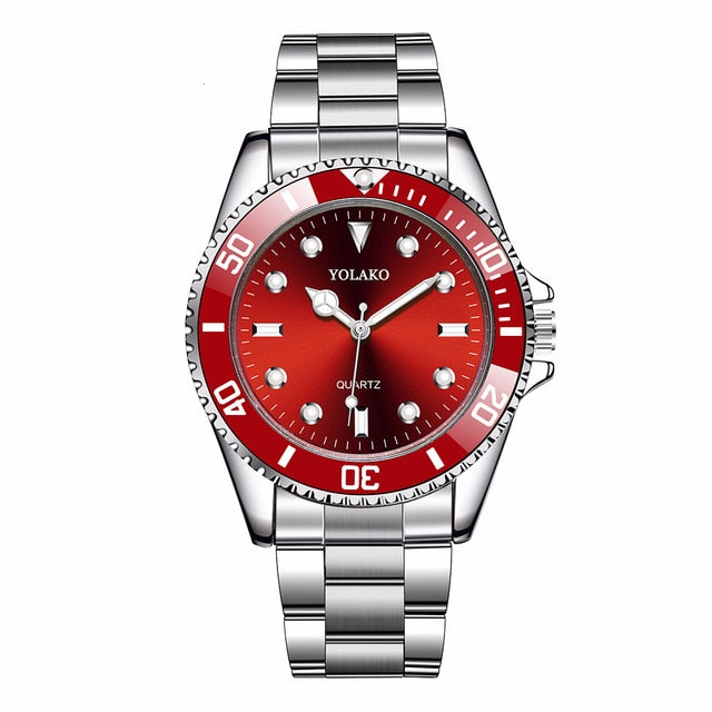 YOLAKO Men Stainless Steel Business Watches Luxury Male Sport Watch Quartz Clock Relogio Masculino Hot Sale