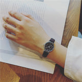 small simple women dress watches retro leather female clock