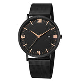 Luxury Quartz Ultrathin Leisure Stainless Steel Dial Leather Band Wrist Watch Men